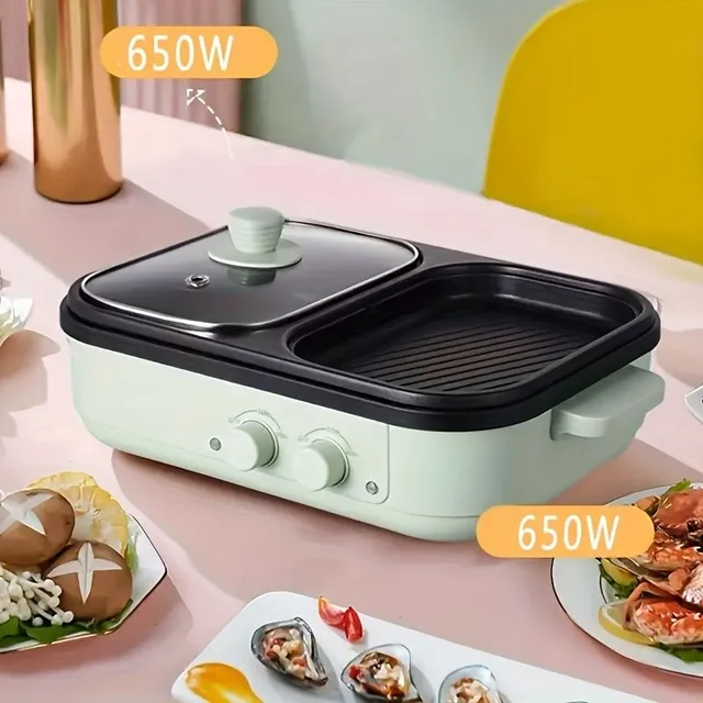 Gril électrique multifonction et appareil à fondue, idéal pour BBQ, fondue et soupe