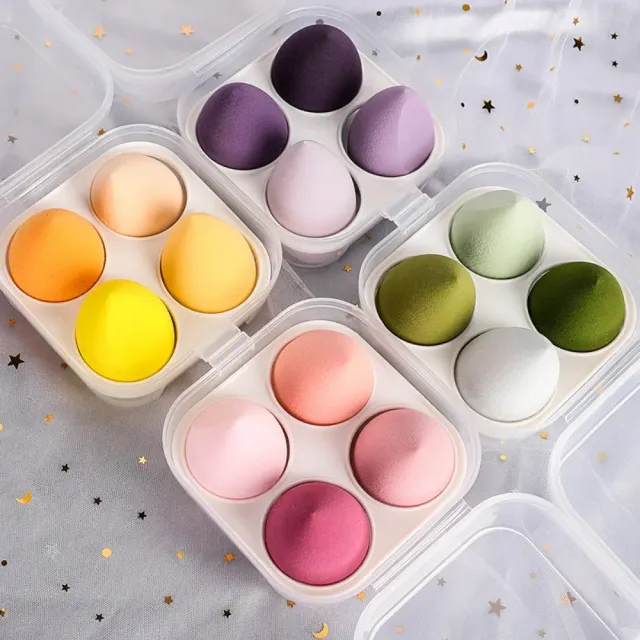 Set 4 bureți cosmetici Blender Beauty Egg - bureți pentru machiaj pentru un aspect perfect