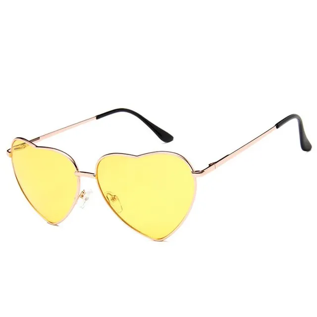 Summer stylish original sunglasses in the shape of a heart - more colored variants Gold Night vision