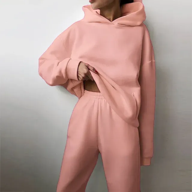 Sweat à capuche pour femme et pantalon de jogging à taille élastique