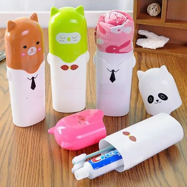 Toothpaste and toothbrush case with pet motif