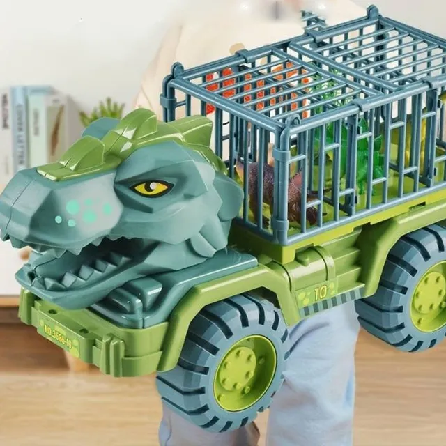 Prehistoric party: Dino kit with models, trucks and eggs