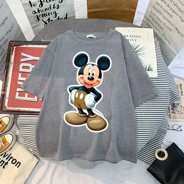 Tricou pentru femei cu mâneci scurte și imprimeu drăguț Minnie