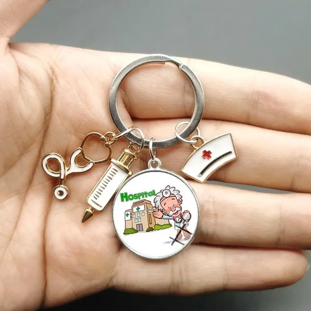 Original keychain with motif of doctors and nurses