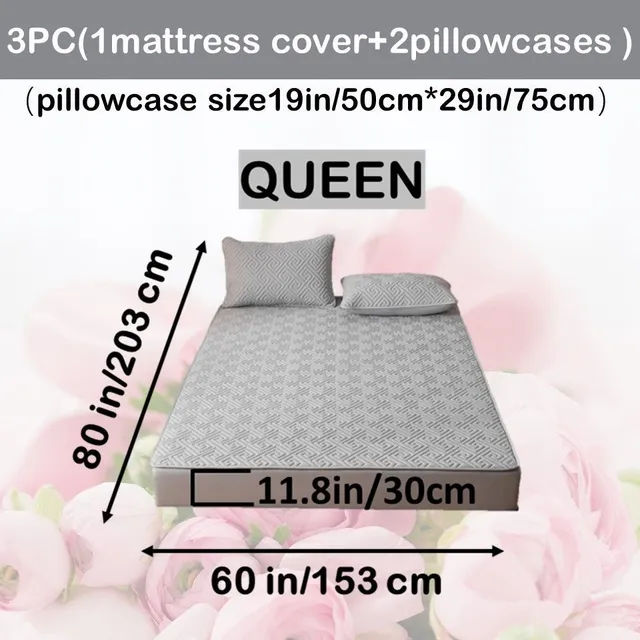 Waterproof mattress with ultrasound technology, uniform colour, washable, antibacterial, anti-spinning, soft and comfortable