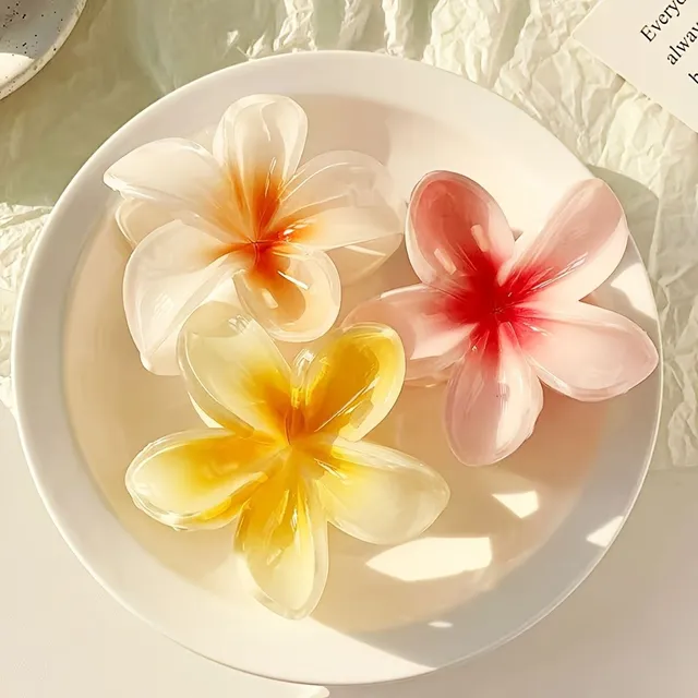 1/6pcs Épingles à cheveux élégantes avec fleurs de plumeria en couleurs pastel