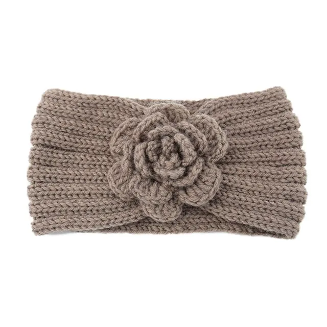 Women's winter knitted headband with flower