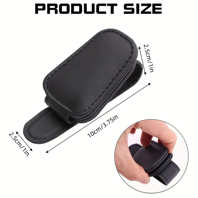 Magnetic sunglass holder with artificial leather sun visor - Auto Accessories
