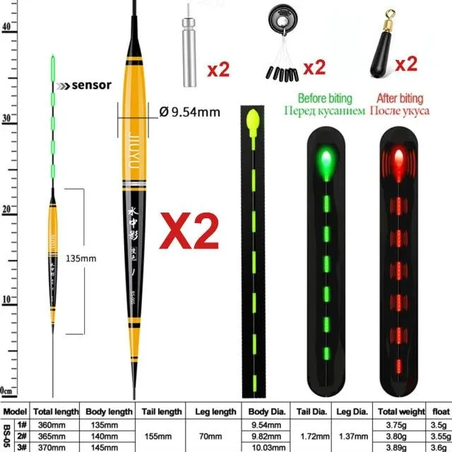 Summer Fishing Smart LED Float 2szt Bite Alarm Fish Light Color Automatic Night Electronic Changing Buoy with Battery CR4252022