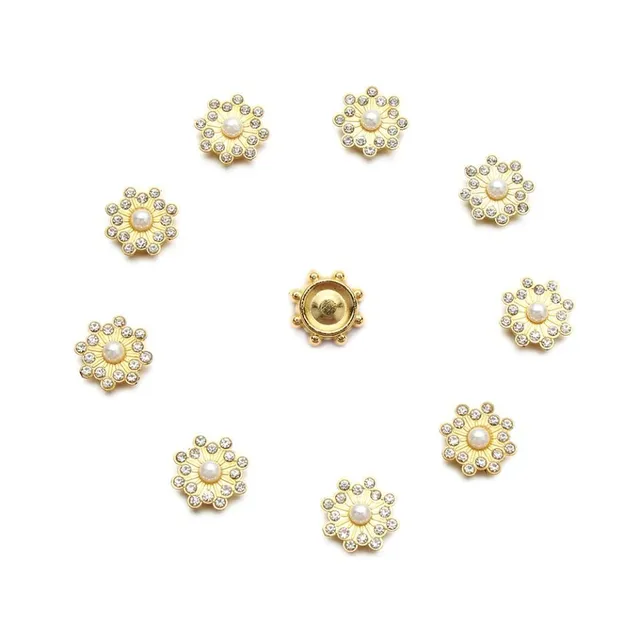 Crystal buttons in flower shape - set 10 pcs