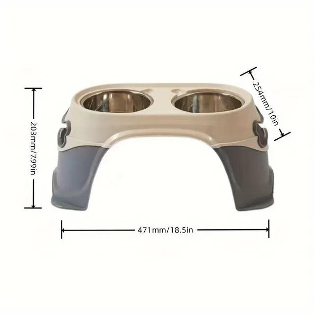 Increased stainless steel bowls for dogs with neck protection rack