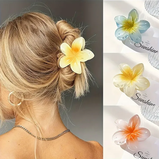 1/6pcs Épingles à cheveux élégantes avec fleurs de plumeria en couleurs pastel