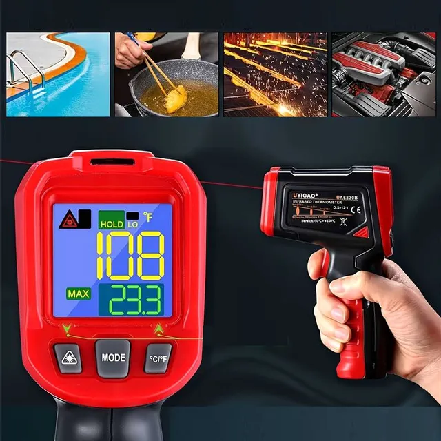 Change home repairs and cooking with our patented infrared thermometer: -58 °F to 1022 °F (-50 °C to 550 °C)