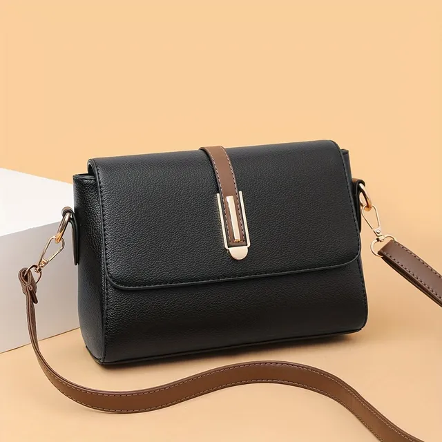 Retro Crossbody-Tasche aus PU-Leder mit kontrastierenden Farben