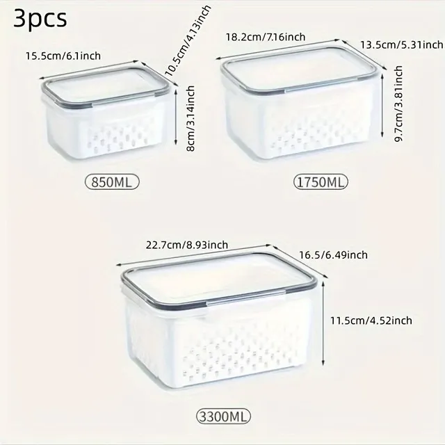 Storage boxy s odtokom pre ovocie a zeleninu v chladničke - udržuje čerstvé, BPA zadarmo