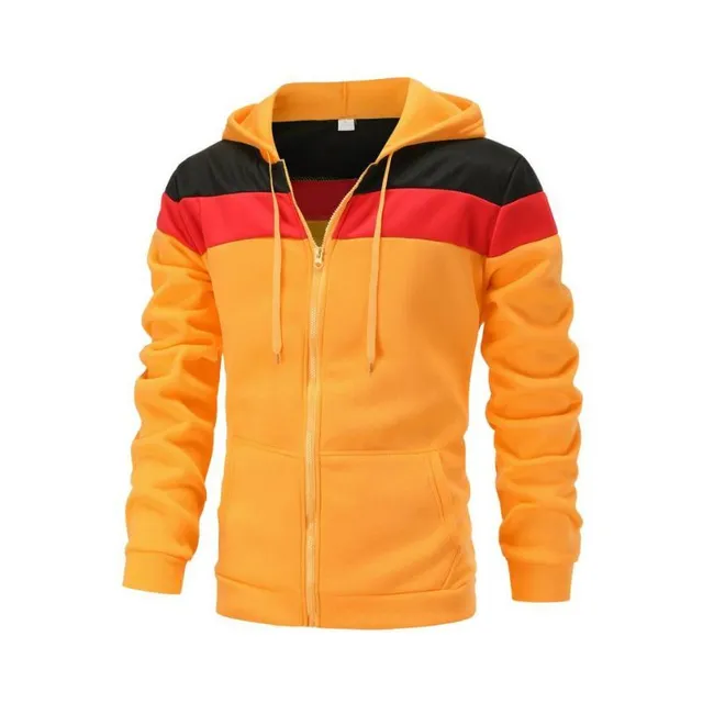 Men's colourful zipped hoodie with hood, zip and drawstring