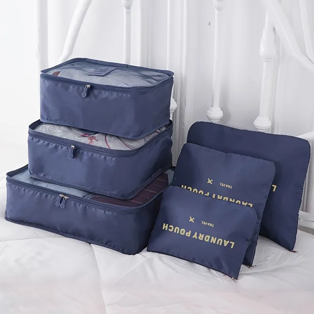 6pcs Travel organizers in the trunk - clothing wrappers, foldable bags, shoe bag, lingerie pocket