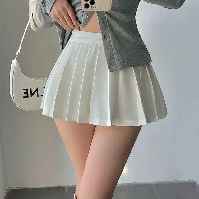 Jupe plissée pour femme avec shorts et taille haute