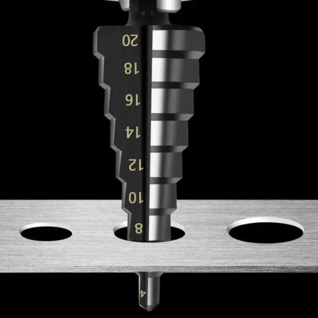 HSS tiered drill, titanium coated, for wood and metal