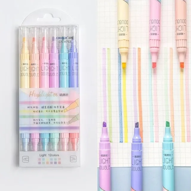 Moderný módny súbor zvýraznených markerov v pastelových farbách 6 ks