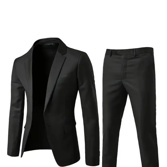 Men's two-piece suit single-row, elegant and casual, ideal for business meetings