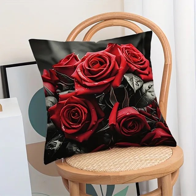 Luxury 4 pillowcase set with motifs of red roses