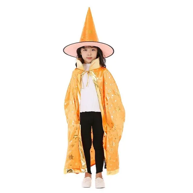 Pelerină de vrăjitoare de Halloween cu pălărie