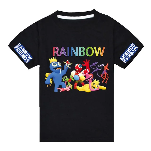 Children's trendy short sleeve T-shirt with Rainbow Friends print