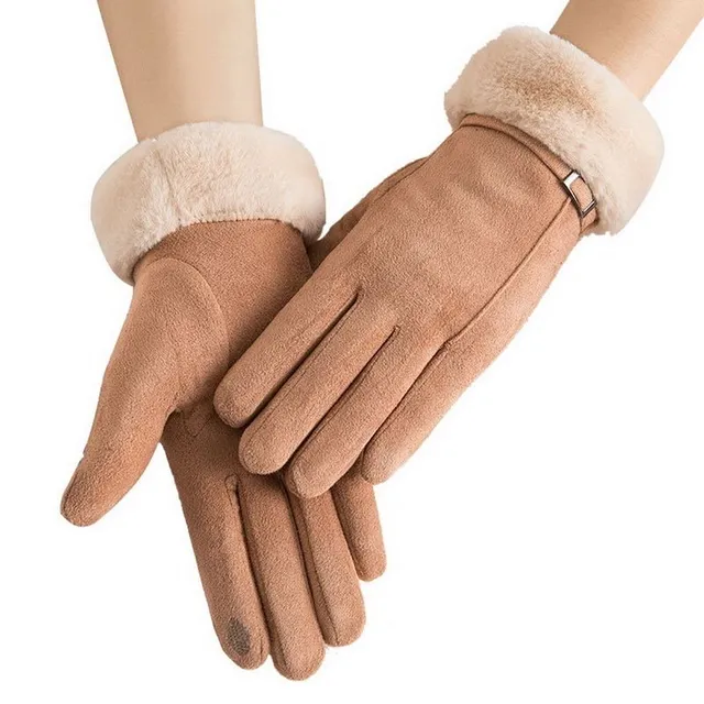 Damskie luksusowe rękawiczki z wełnianą podszewką Marika