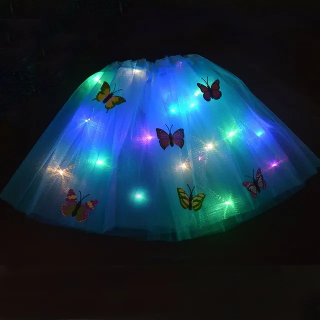 Detská svietiace sukňa zdobená motýlik blue-skirt