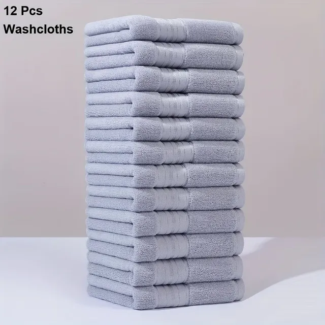 12pcs Simple Plain Linen, Cotton Handkerchiefs Do Households, Small Square Towel On Fingers, Soft Suite Towel Do Home Bathrooms, Bathroom Needs, 13,4*13,4 Thumbs