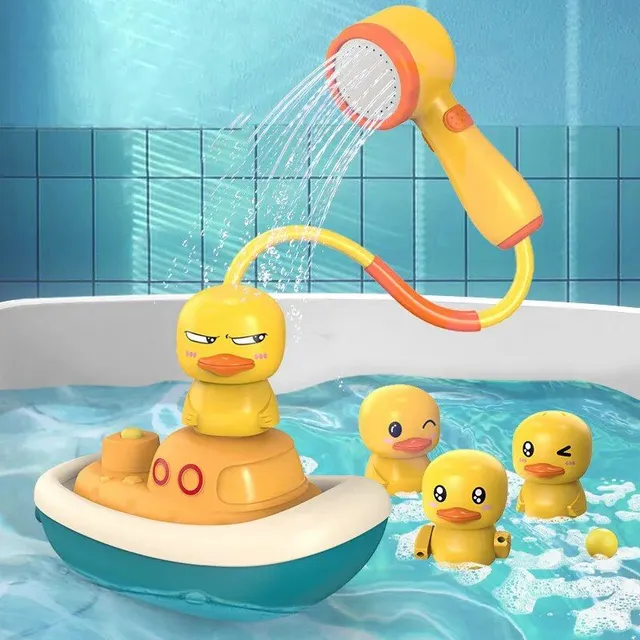 Baba fürdőszoba játék - elektromos kacsa fröccsenő víz, úszó zuhany játék, fürdés játék, fürdőkád zuhany, kis kacsa, játék gyerekeknek, ajándék