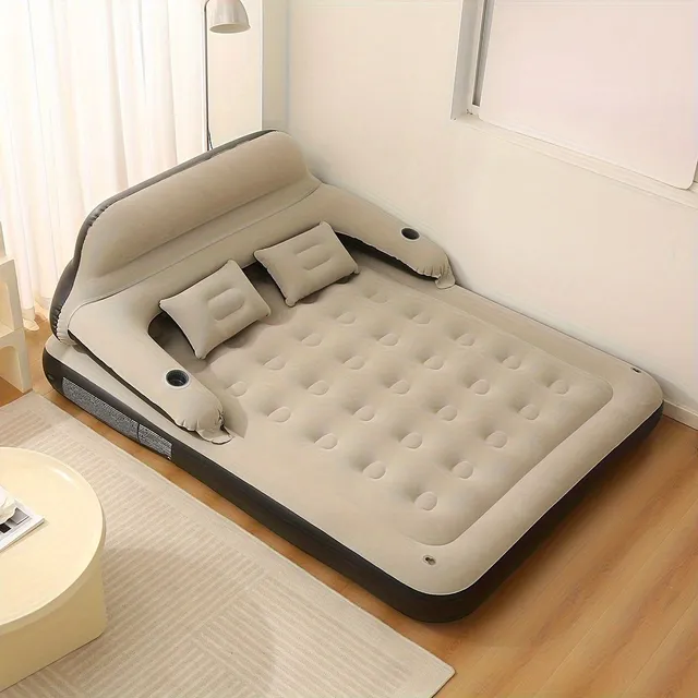 Nadmuchiwane łóżko z zagłówkiem i poduszkami - wygodne łóżko i siedzisko w jednym