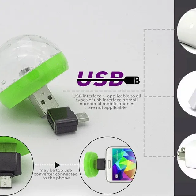 Lumină disco LED USB pentru smartphone-uri