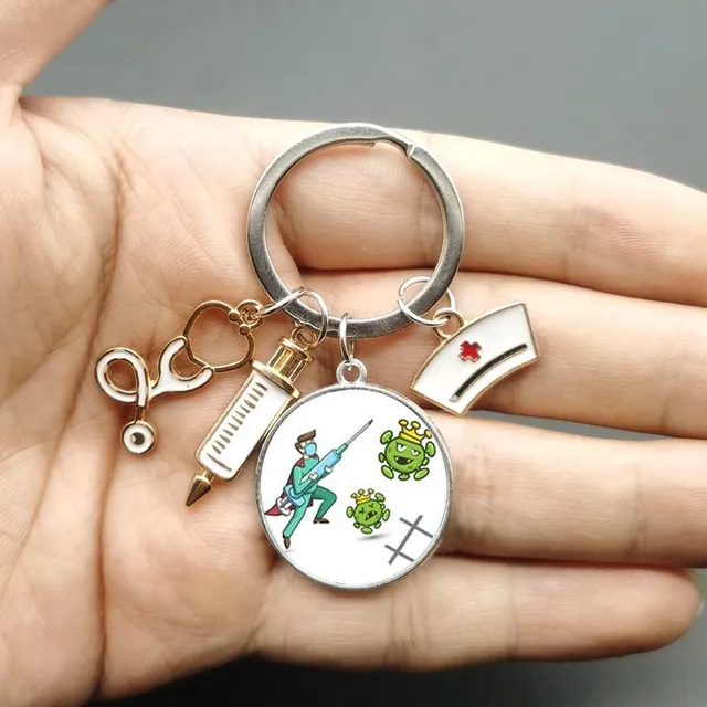 Original keychain with motif of doctors and nurses