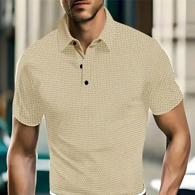 Men's Polo T-shirt, breathable, comfortable, with short sleeve and half buttoning, slim cut - summer and outdoor sports