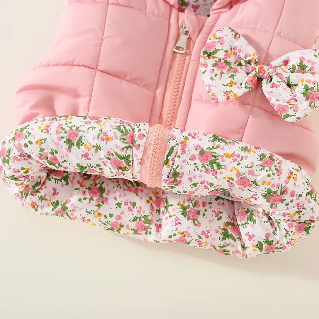 Girls' winter vest with elephant and hood