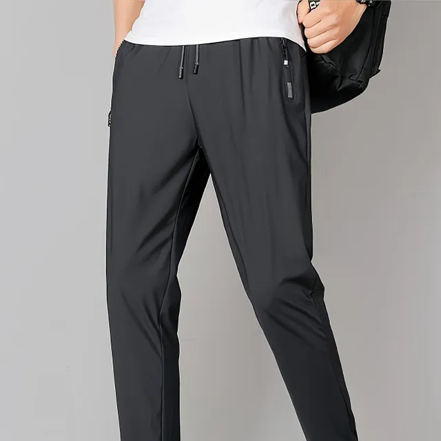 Solid men's casual long drawstring sweatpants with pockets, spring autumn outdoor sports