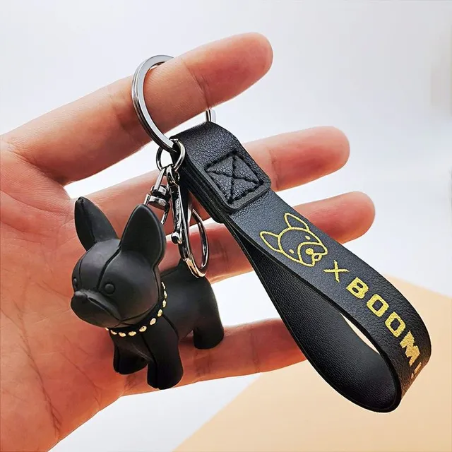 Cute keyring with French bulldog