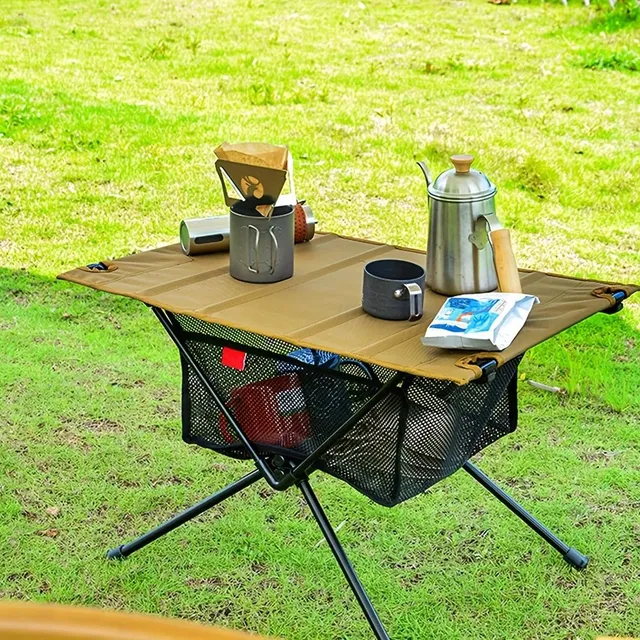 Under-table netted basket for picnic and camping