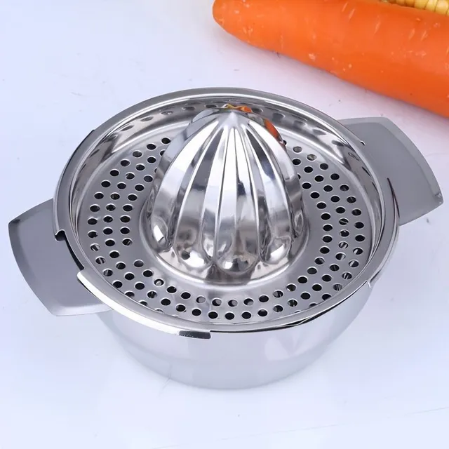 Stainless steel hand-operated citrus press