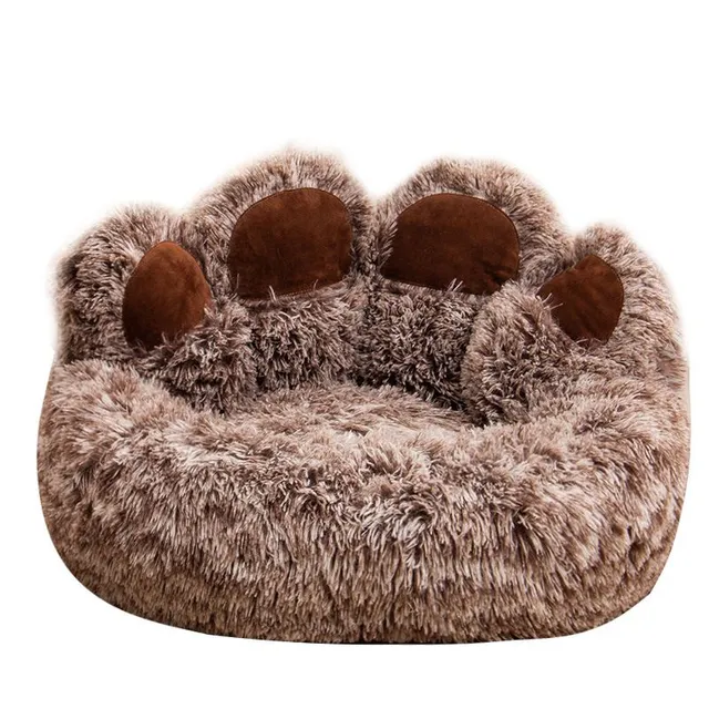 Dog and cat bed in the shape of a bear's paw - soothing donut bed for dogs