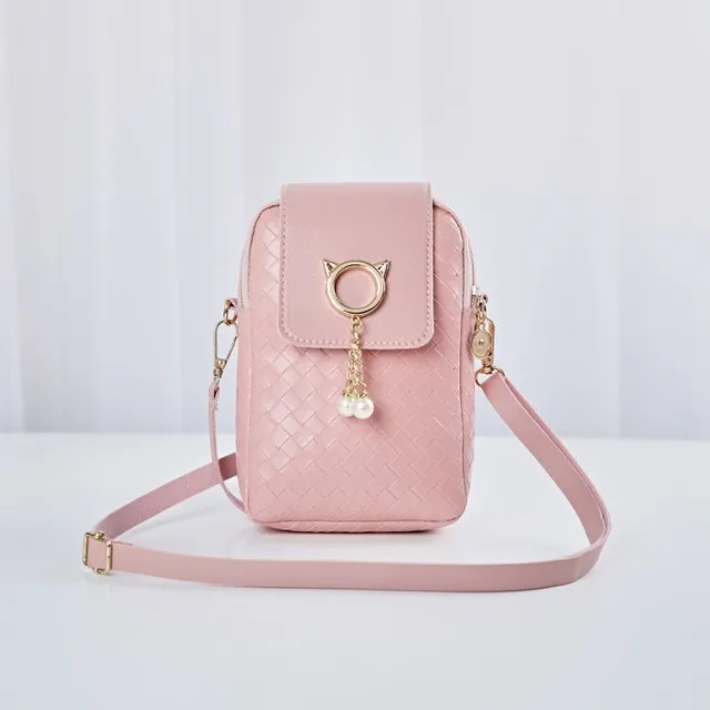 Ladies crossbody bag with cute cat decoration