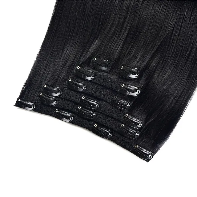 Extensions de cheveux naturels à clip pour femmes et filles - lisses, Remy, pour un usage quotidien