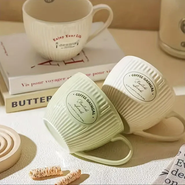 Mug en céramique rayé deardali - 600 ml, idéal pour le petit-déjeuner