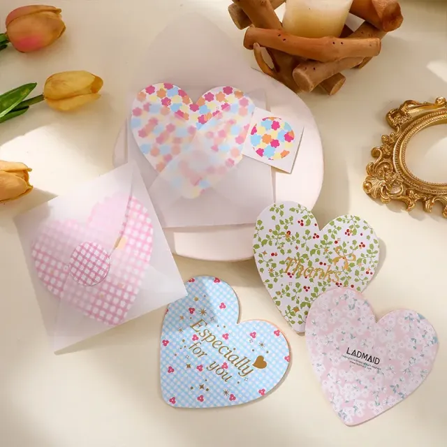 10 pcs of cute card in heart shape with text