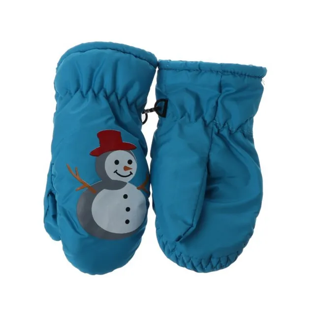 Children's winter mittens with snowman motif