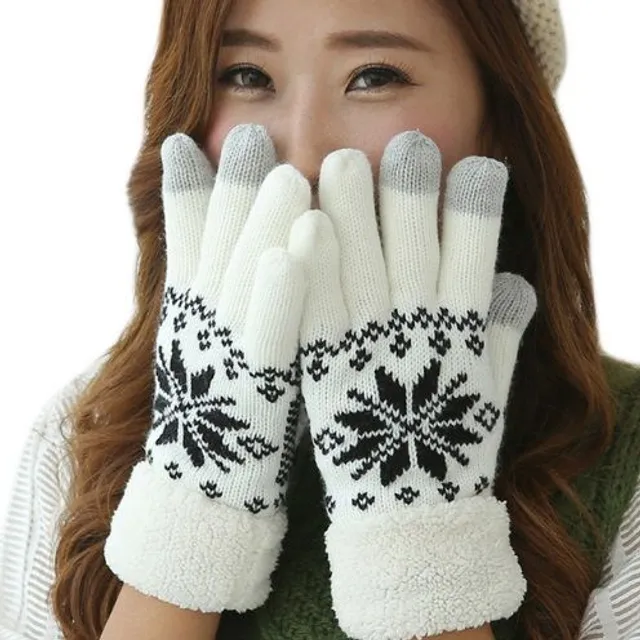 Ladies winter gloves with snowflake - 4 colours