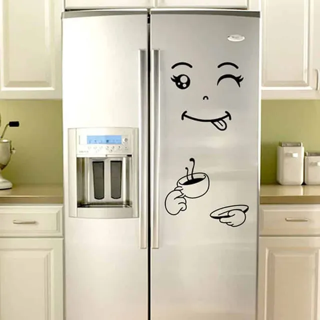 Funny decorative sticker on the refrigerator