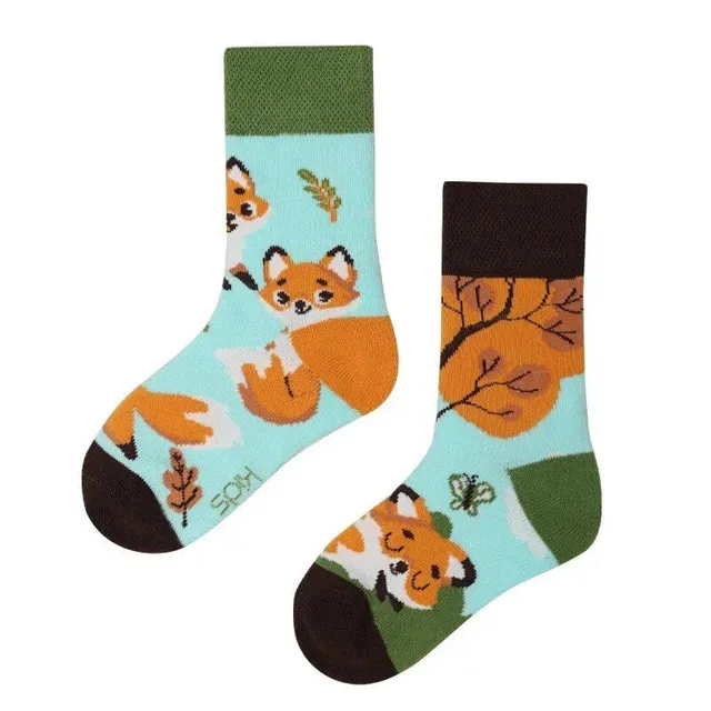 Baby color socks with cute cartoons - medium-high cotton socks